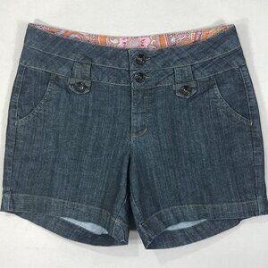 One 5 One Jean Shorts Women's 14 Black Rinse Denim Button Zip Pockets Stretch